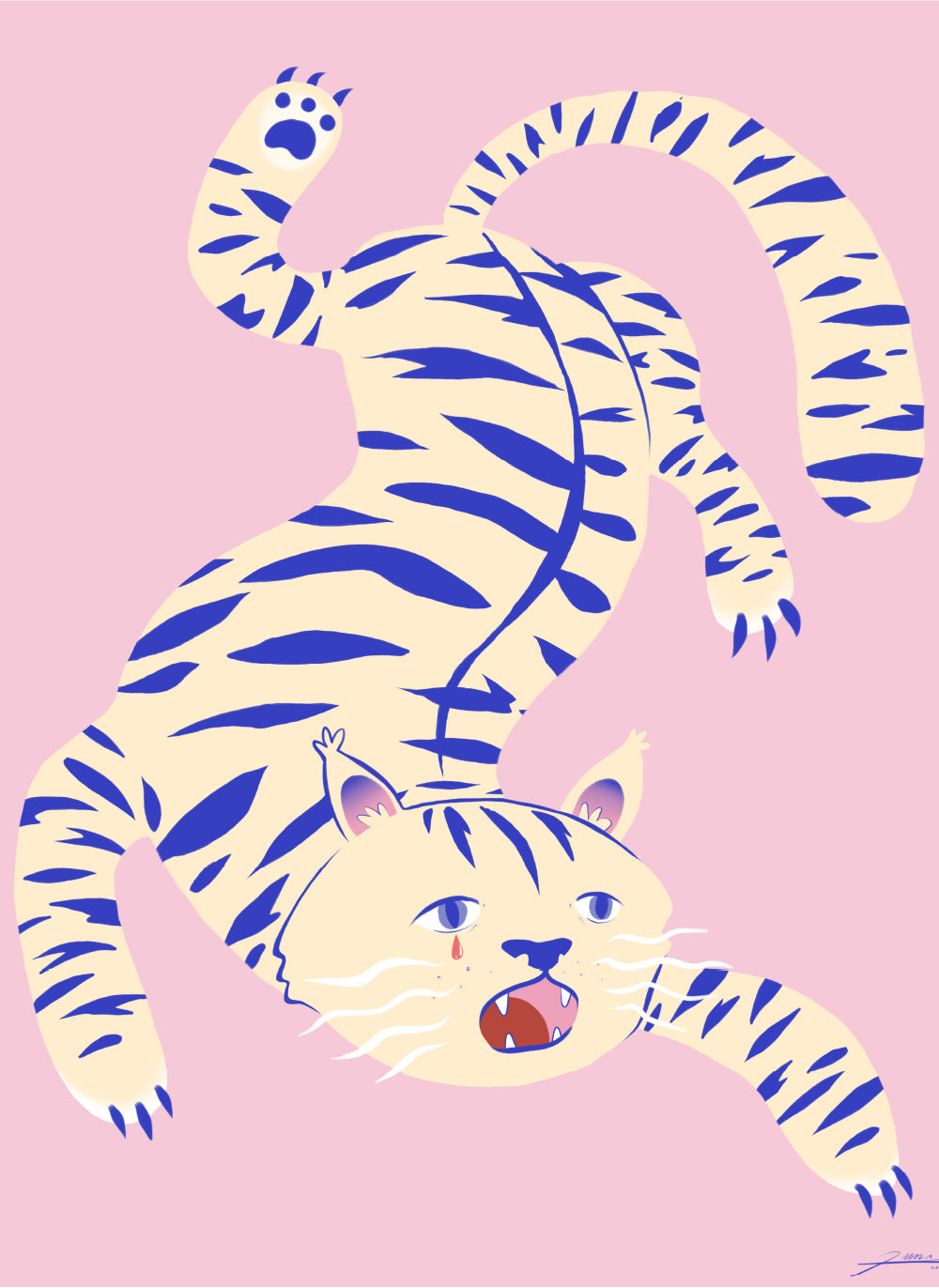 Baby Tiger Poster pink background 40 x 50 cm