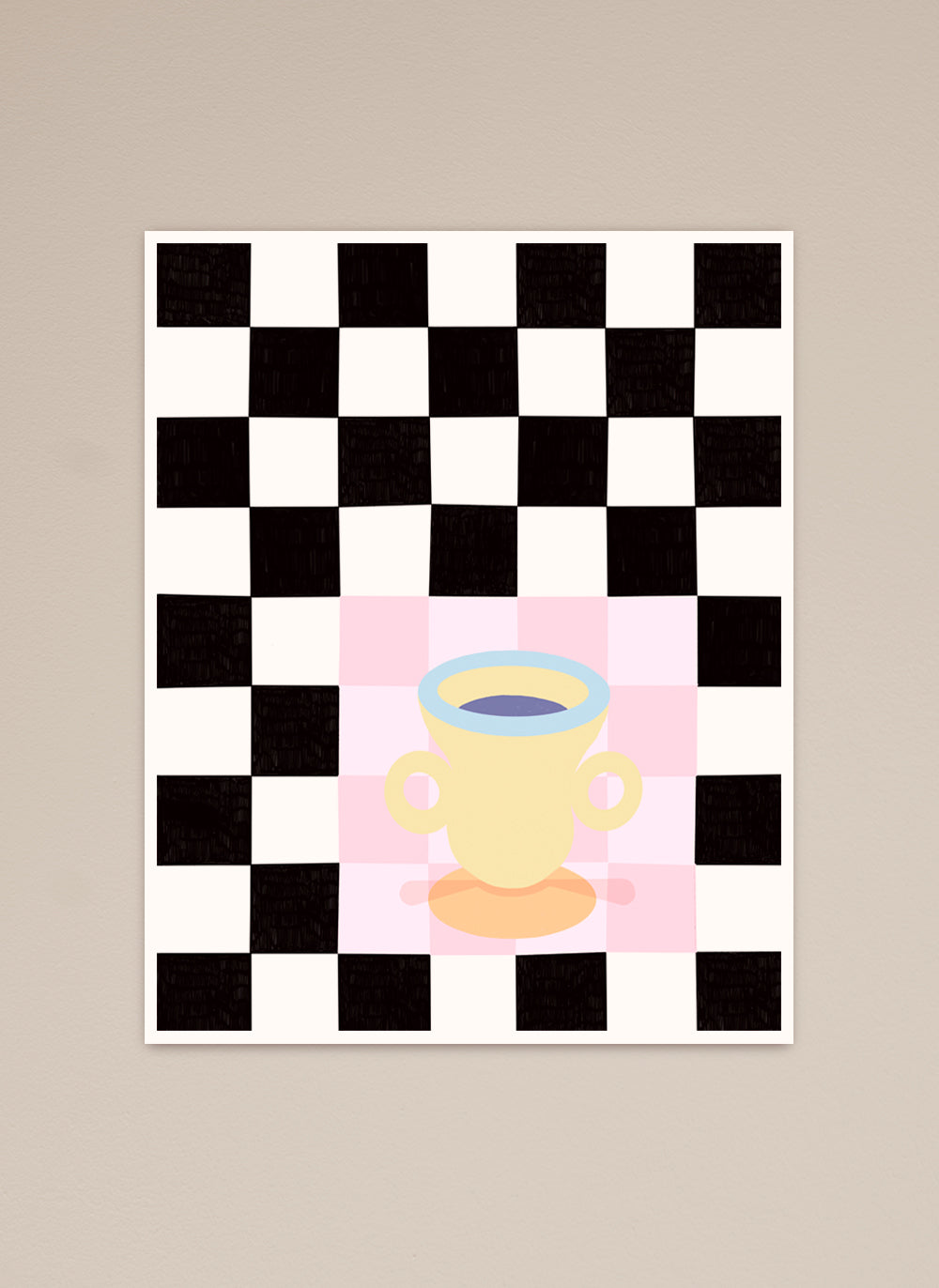 coffee cup lovers chess background kitchen collection print poster