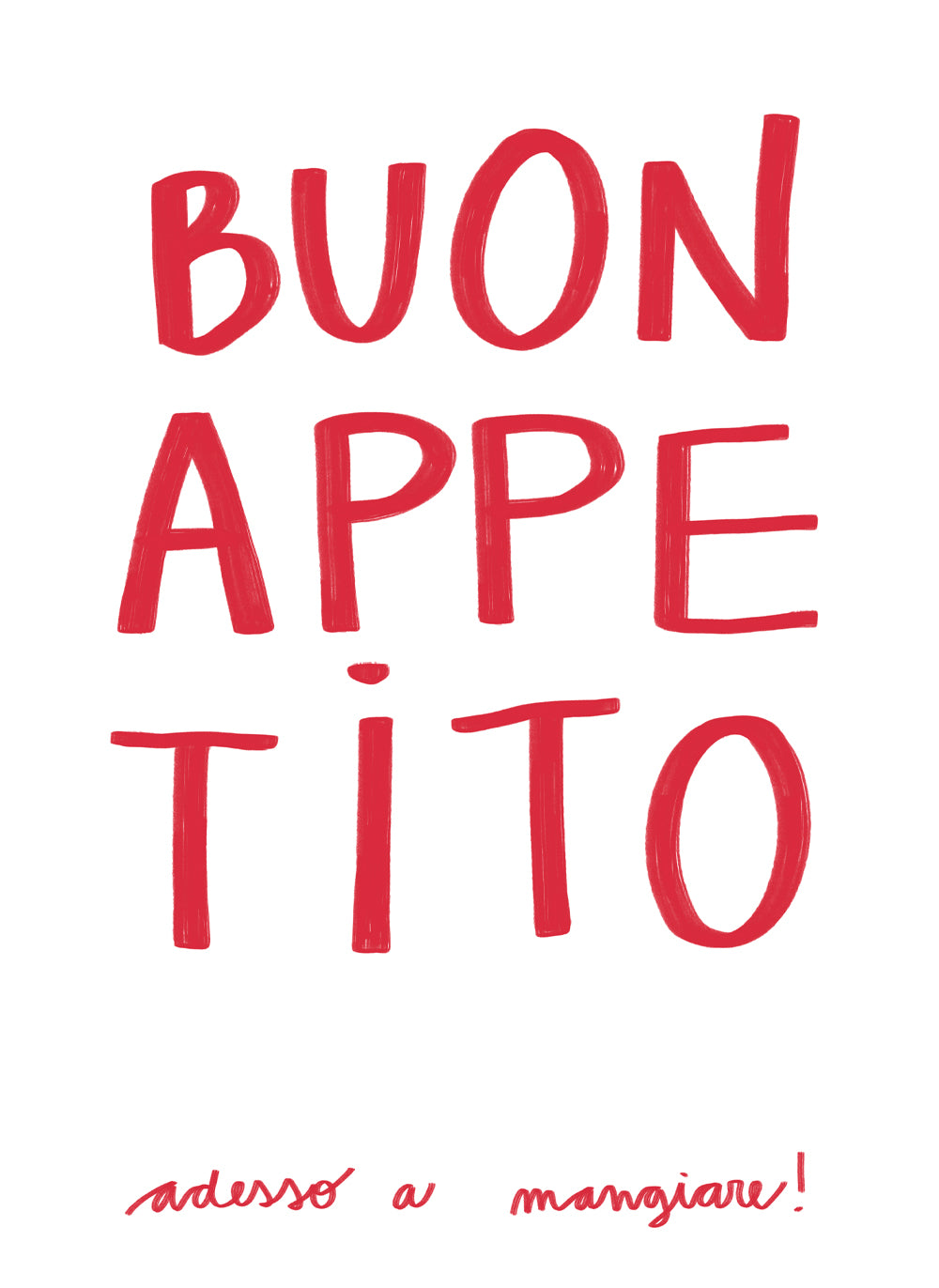 Buon Appetito red letters white background 50x70cm kitchen collection