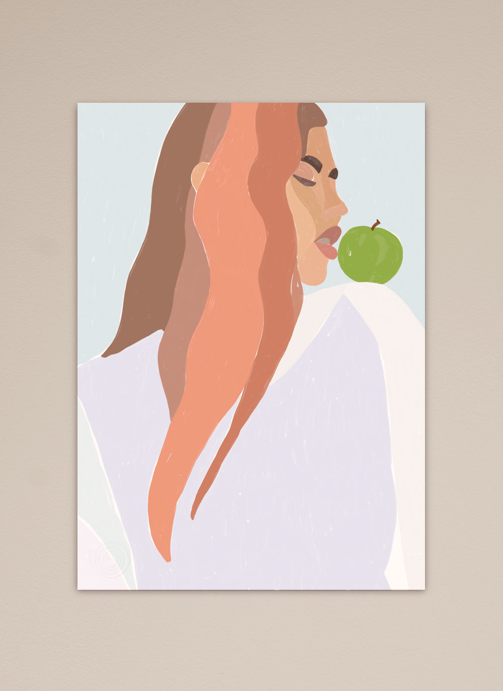 eat the apple art print poster kitchen collection green