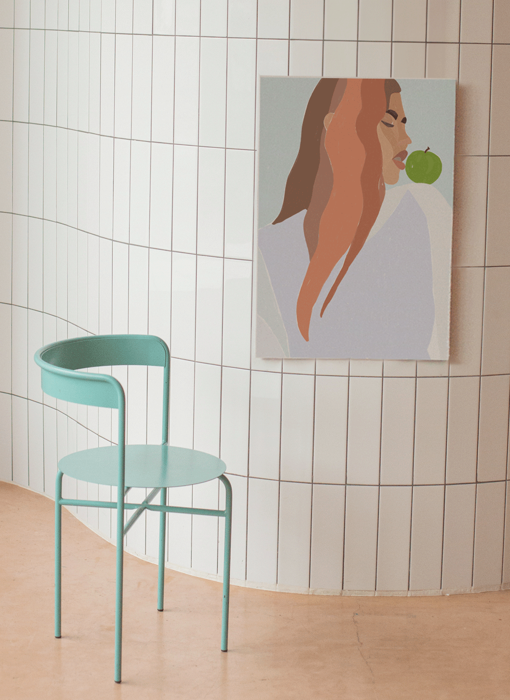 eat the apple poster design print kitchen collection woman eating 