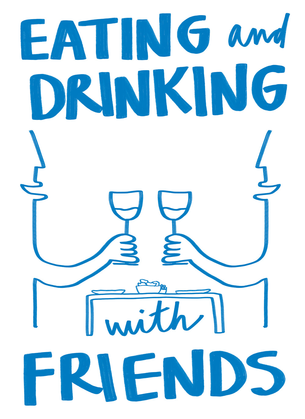 poster print blue and white 50x70cm kitchen collection cheers