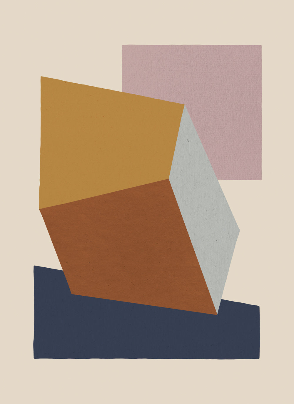 pastel color pink sky blue navy blue poster print abstract