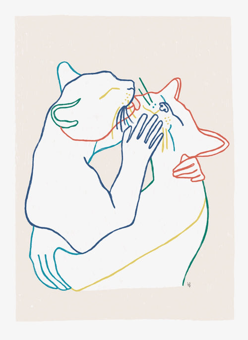 Amor gatuno Poster Print 40 x 50 cm beige background